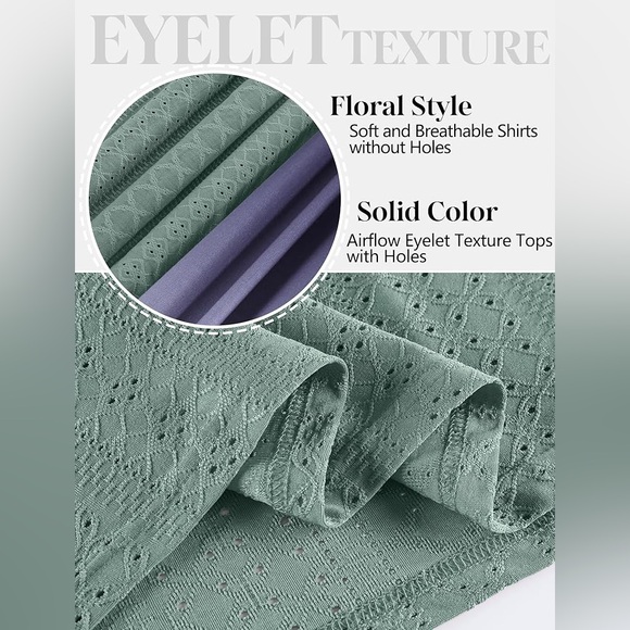 SAMPEEL Women’s Eyelet Crossed V Neck T Shirts Loose Casual Short Sleeve Size M - Picture 3 of 9